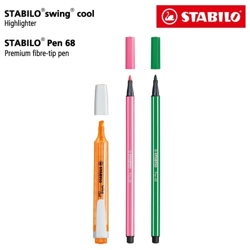 [EZO.8600176] STABILO Set 3 - Swing Cool, Pen 68 / Pen and Highlighter / Paket Hemat