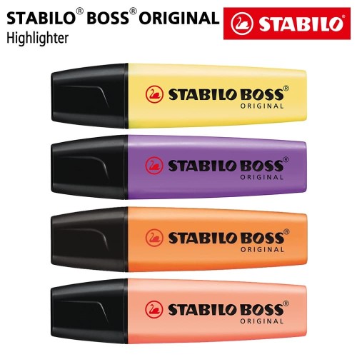[EZO.8600178] STABILO Set 4 - BOSS Original Pastel Highlighter Kuning Orange Ungu