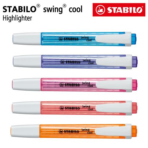 [EZO.8600276] STABILO SET 5 - Swing Cool Highlighter Biru Pink Oranye Ungu Merah