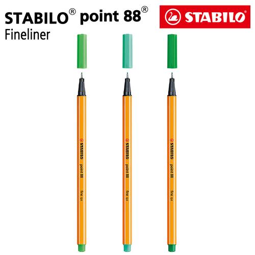 [EZO.8600189] STABILO SET 3 - Point 88 Green Leaf Green Ice Green / Fineliner / Pen