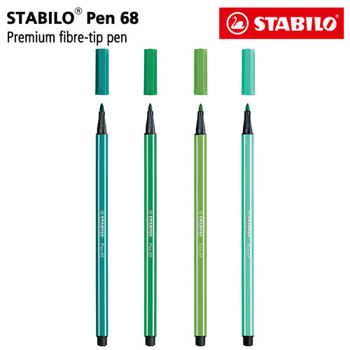 [EZO.8600191] STABILO SET 4 - Pen 68 Shades of Green / Highlighter Marker Pen