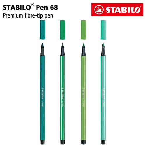 [EZO.8600191] STABILO SET 4 - Pen 68 Shades of Green / Highlighter Marker Pen