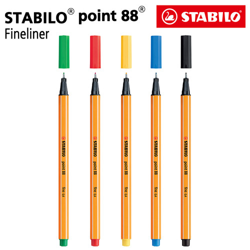 [EZO.8600196] STABILO SET 5 - Point 88 Basic Color / Fineliner / Pen Merah Biru