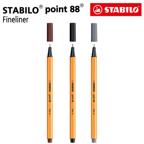 [EZO.8600197] STABILO SET 3 - Point 88 Basic Color / Fineliner / Pen Warna Abu Hitam