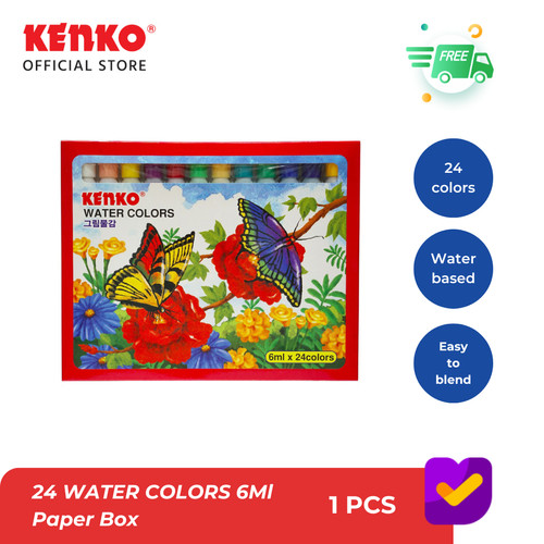 KENKO 24 WATER COLORS 6Ml Paper Box / Cat Air / Cat Melukis Cair Paper Box