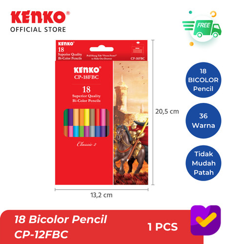 KENKO 18 BICOLOR PENCIL / Pensil Warna Dua Sisi CP-18 FBC