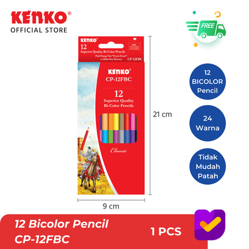 KENKO BICOLOR PENCIL / Pensil Warna / Pensil Warna Dua Sisi CP-12 FBC