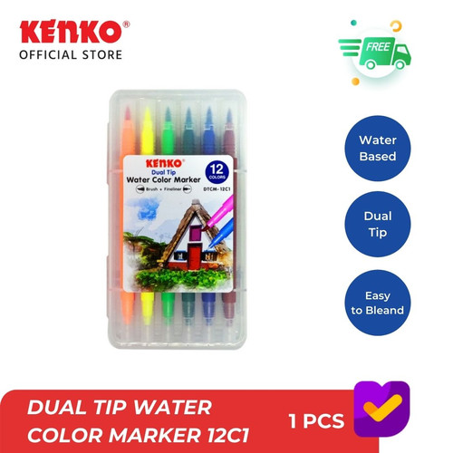KENKO WATER COLOR MARKER / Spidol Kuas Air Dua Sisi DTCM-12C1