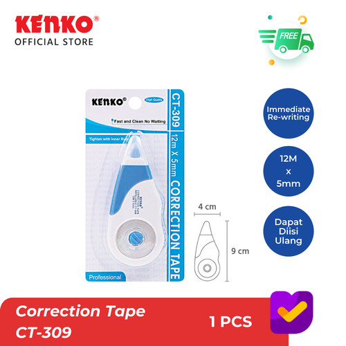 KENKO CORRECTION TAPE / Tipex Kertas/Pita Koreksi CT-309 (12 M x 5 Mm)