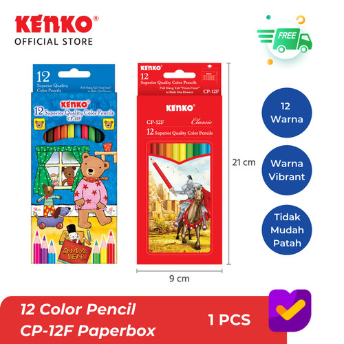 KENKO 12 COLOR PENCIL/Pensil Warna CP-12 Full Paper Box Classic/Fancy
