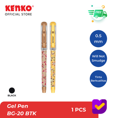 KENKO GEL PEN / Pulpen Jel / Pena Jel BG-20 (Batik) Black Random Color