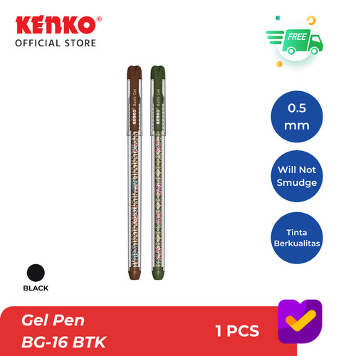 KENKO GEL PEN / Pulpen Jel / Pena Jel BG-16 (Batik) Black Random Color