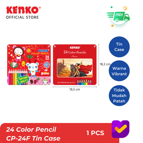 KENKO 24 COLOR PENCIL / Pensil Warna CP-24 Tin Case Classic/Fancy