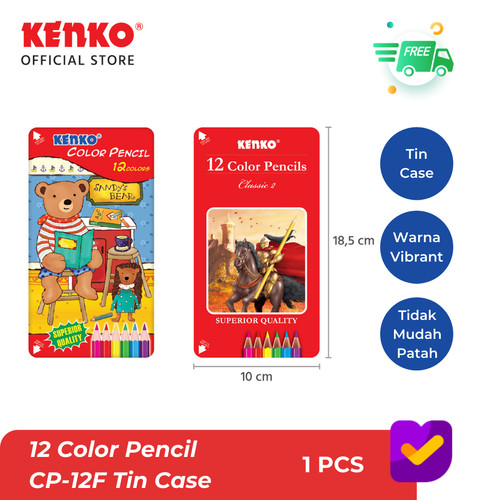 KENKO 12 COLOR PENCIL / Pensil Warna CP-12 Tin Case Classic/Fancy