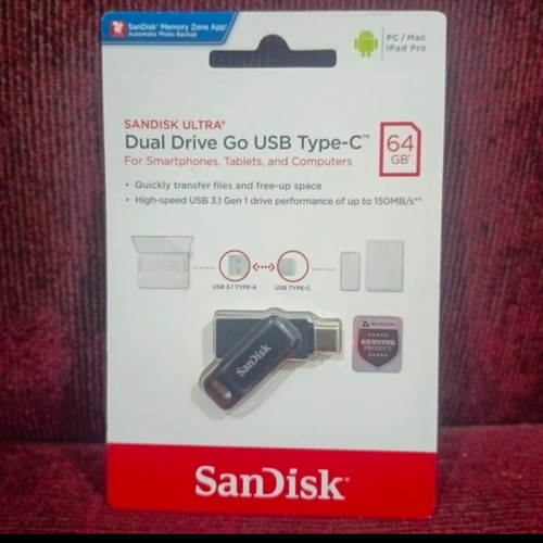 flashdisk sandisk ultra otg type C 64gb USB 3.1/150mb/s dual Drive ori