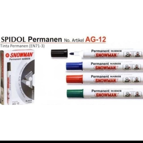 spidol marker snowman permanent type AG 12/ tidak bisa dihapus