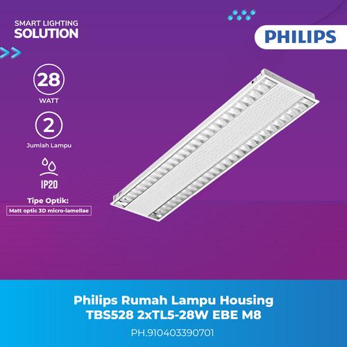 [EZM.1070063] Philips Rumah Lampu TBS528 2xTL5-28W EBE M