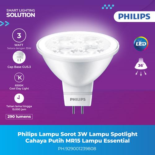 [EZM.1070075] Philips Lampu Sorot 3W Lampu Spotlight Cahaya Putih MR15 Essential