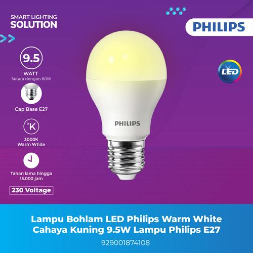 [EZM.1070093] Lampu Bohlam LED Philips Warm White Cahaya Kuning 9.5W Lampu Philips
