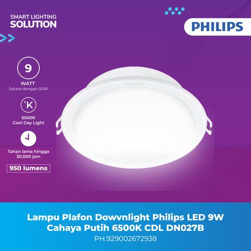 [EZM.1070114] Lampu Plafon Downlight Philips LED 9W Cahaya Putih 6500K CDL DN027B