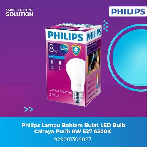 [EZM.1070235] Philips Lampu Bohlam LED Bulb - Cahaya Putih 8W E27 6500K