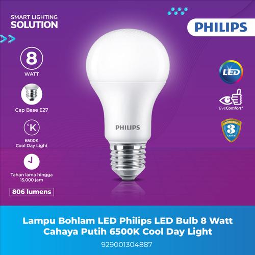 [EZM.1070117] Lampu Bohlam LED Philips LED Bulb 8 watt Cahaya Putih Cool Day Light