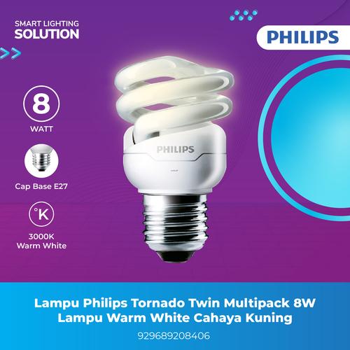 [EZM.1070286] Lampu Philips Tornado Twin Multipack 8W Lampu Warm White Cahaya Kuning