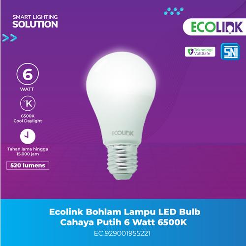 [EZM.1070147] Ecolink Bohlam Lampu LED Bulb - Cahaya Putih 6W 6500K