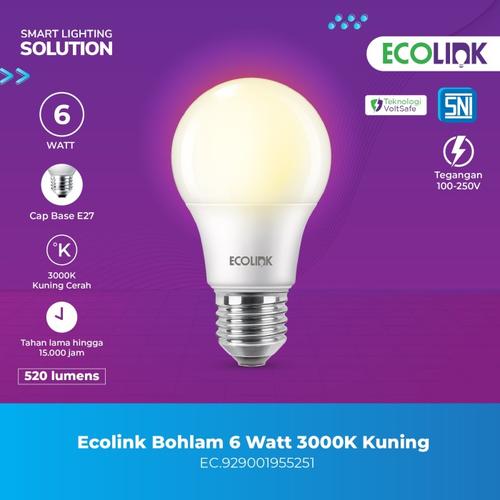 [EZM.1070303] Ecolink Bohlam Lampu LED Bulb - Cahaya Kuning 6W 3000K
