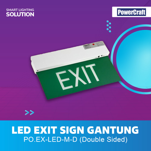 [EZM.1070307] Powercraft Lampu Gantung Exit Sign EX-LED-M-D - 2 Sisi Double Sided