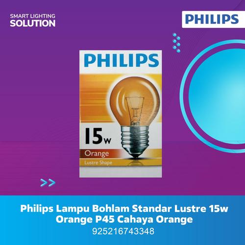 [EZM.1070326] Philips Standar LUSTRE Col Party 15w Orange P45 E27 , cahaya Orange