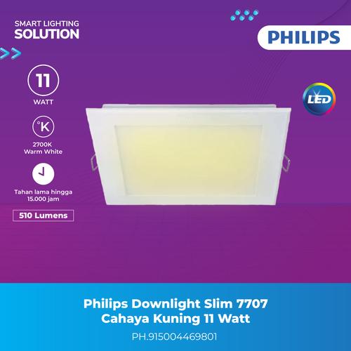 [EZM.1070160] Lampu Plafon Downlight Philips Slim 11W Cahaya Kuning Warm White 77071