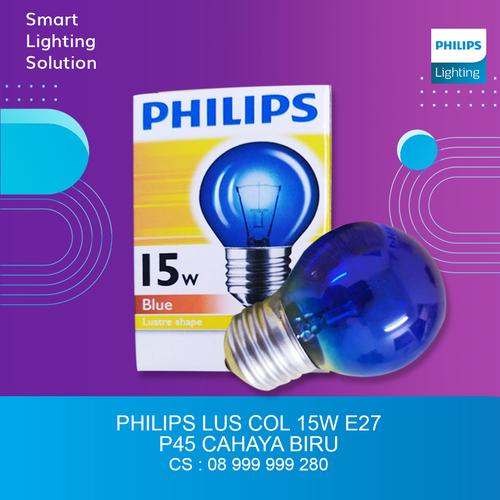 [EZM.1070403] Philips Lampu 15 Watt Warna Cahaya Biru E27 220V P45 Blue