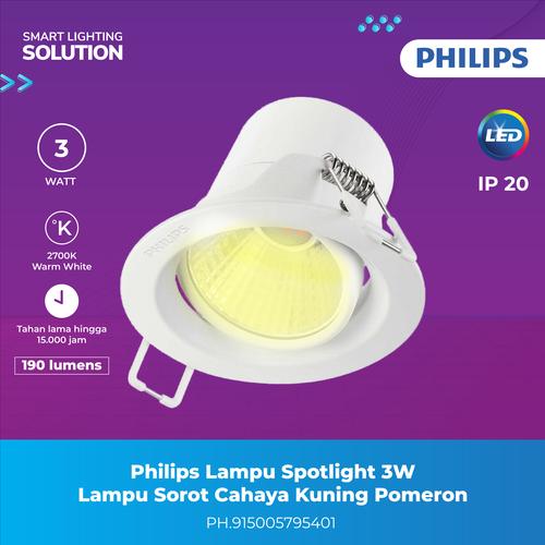 [EZM.1070408] Philips Lampu Spotlight 3W Lampu Sorot Cahaya Kuning Pomeron
