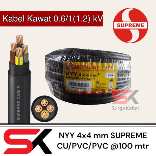 [EZM.1080047] NYY 4x4 mm SUPREME - kabel listrik tembaga kawat @100 mtr merk supreme