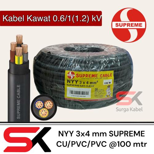 [EZM.1080055] NYY 3x4 mm SUPREME/ KABEL TUFUR 3 x 4 mm/ kabel engkel/ kawat @100 mtr