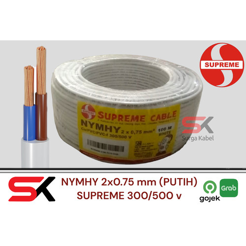 [EZM.1080253] KABEL LISTRIK NYMHY 2x0.75 mm SUPREME / KABEL SERABUT NYMHY 2x0.75 mm