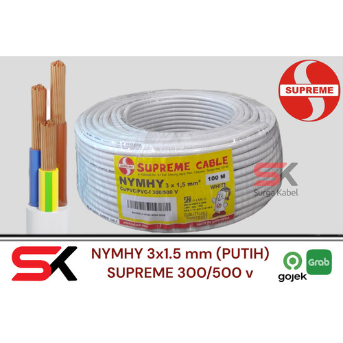 [EZM.1080255] KABEL LISTRIK NYMHY 3x1.5 mm SUPREME / KABEL SERABUT NYMHY 3x1.5 mm