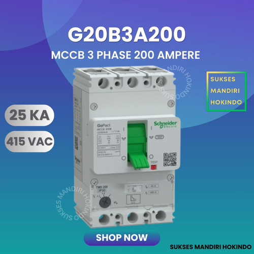 [EZM.1110104] Breaker 3 Phase 200 Ampere 3P 200A MCCB 3 Pas 200 Amper Gopact 25kA G20B3A200 Schneider Original SNI