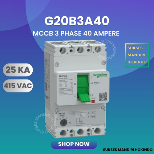 [EZM.1110111] Breaker 3 Phase 40 Ampere 3P 40A MCCB 3 Pas 40 Amper Gopact 25kA G20B3A40 Schneider Original SNI