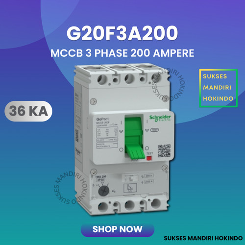 [EZM.1110155] MCCB 3 Phase 200 Ampere 3P 200A Breaker G20F3A200 Gopact 3 Pas 200 Amper Schneider Original SNI