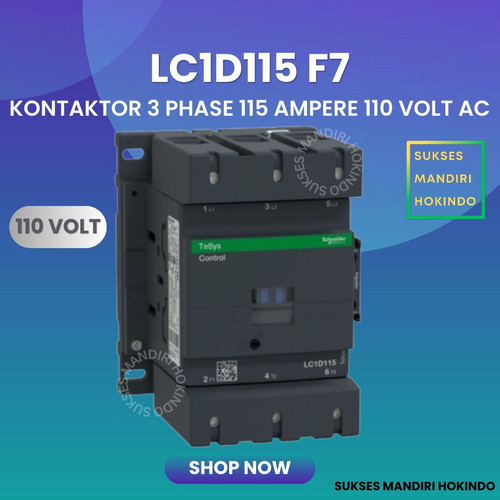 [EZM.1110159] Kontaktor 3P 115A 3 Phase 115 Ampere Coil 110Volt AC 3 Pas 115 Amper Contactor Schneider LC1D115F7 110 VOLT Original SNI
