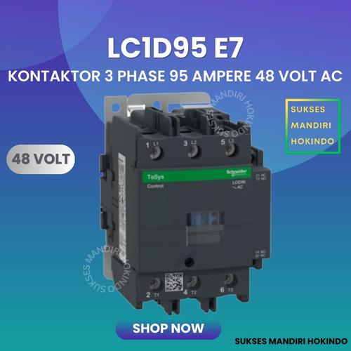 [EZM.1110168] Kontaktor 3P 95A 3 Phase 95 Ampere Coil 48Volt AC 3 Pas 95 Amper Contactor Schneider LC1D95E7 48 VOLT Original SNI