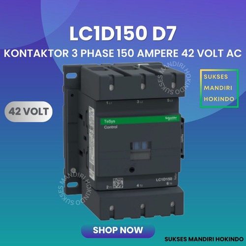 [EZM.1110179] Kontaktor 3P 150A 3 Phase 150 Ampere Coil 42Volt AC 3 Pas 150 Amper Contactor Schneider LC1D150D7 42 VOLT Original SNI