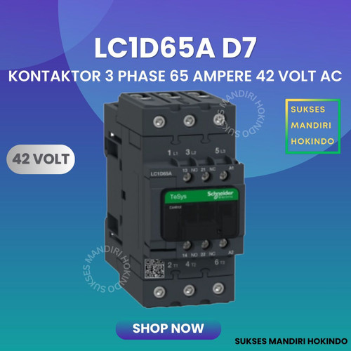 [EZM.1110183] Kontaktor 3P 65A 3 Phase 65 Ampere Coil 42Volt AC 3 Pas 65 Amper Contactor Schneider LC1D65AD7 42 VOLT Original SNI