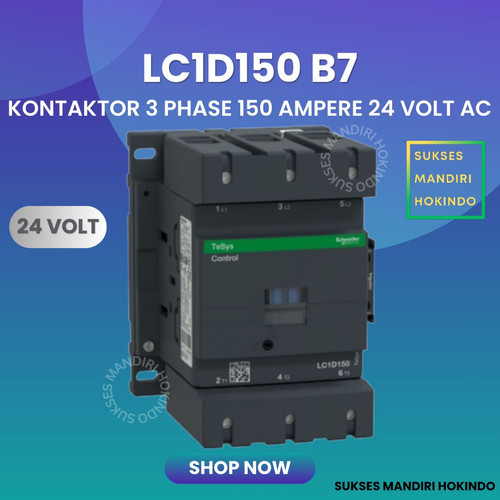 [EZM.1110192] Kontaktor 3P 150A 3 Phase 150 Ampere Coil 24Volt AC 3 Pas 150 Amper Contactor Schneider LC1D150B7 24 VOLT Original SNI