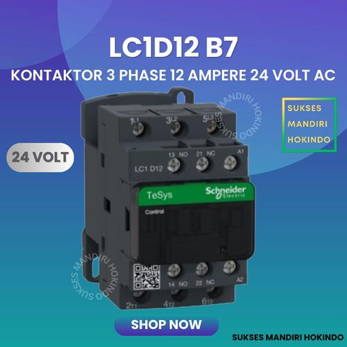 [EZM.1110203] Kontaktor 3P 12A 3 Phase 12 Ampere Coil 24Volt AC 3 Pas 12 Amper Contactor Schneider LC1D12B7 24 VOLT Original SNI