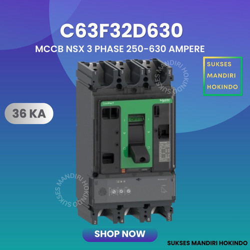 [EZM.1110241] MCCB 3 Phase 630 Ampere 3P 630A Breaker 36kA 250-630 Amper C63F32D630 NSX630F Schneider Original SNI