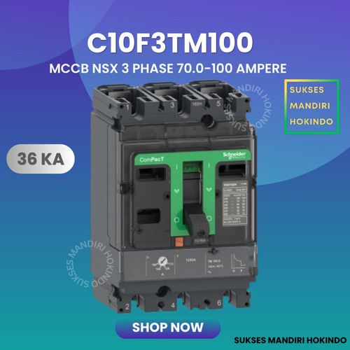 [EZM.1110251] MCCB 3 Phase 100 Ampere 3P 100A Breaker 36kA 70.0-100 Amper C10F3TM100 NSX100F Schneider Original SNI
