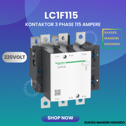 [EZM.1110318] Kontaktor 3P 115A 3 Phase 115 Ampere 220Volt Schneider LC1F115 ORI SNI